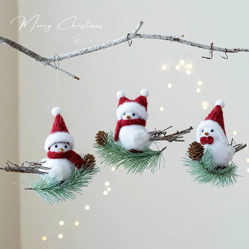 

Foam Simulated Foam Bird Cloth Plush Christmas Tree Decoration Lightweight Red White Hanging Bird Christmas Decoration