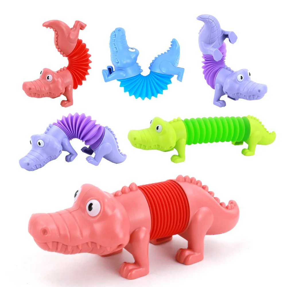 Dinosaur Telescopic Tubes Fidget Toys Cartoon Dolphins, Dogs, Sharks Stretch Pop Tubes Stress Relief Toys for Kids Party Gifts view 6