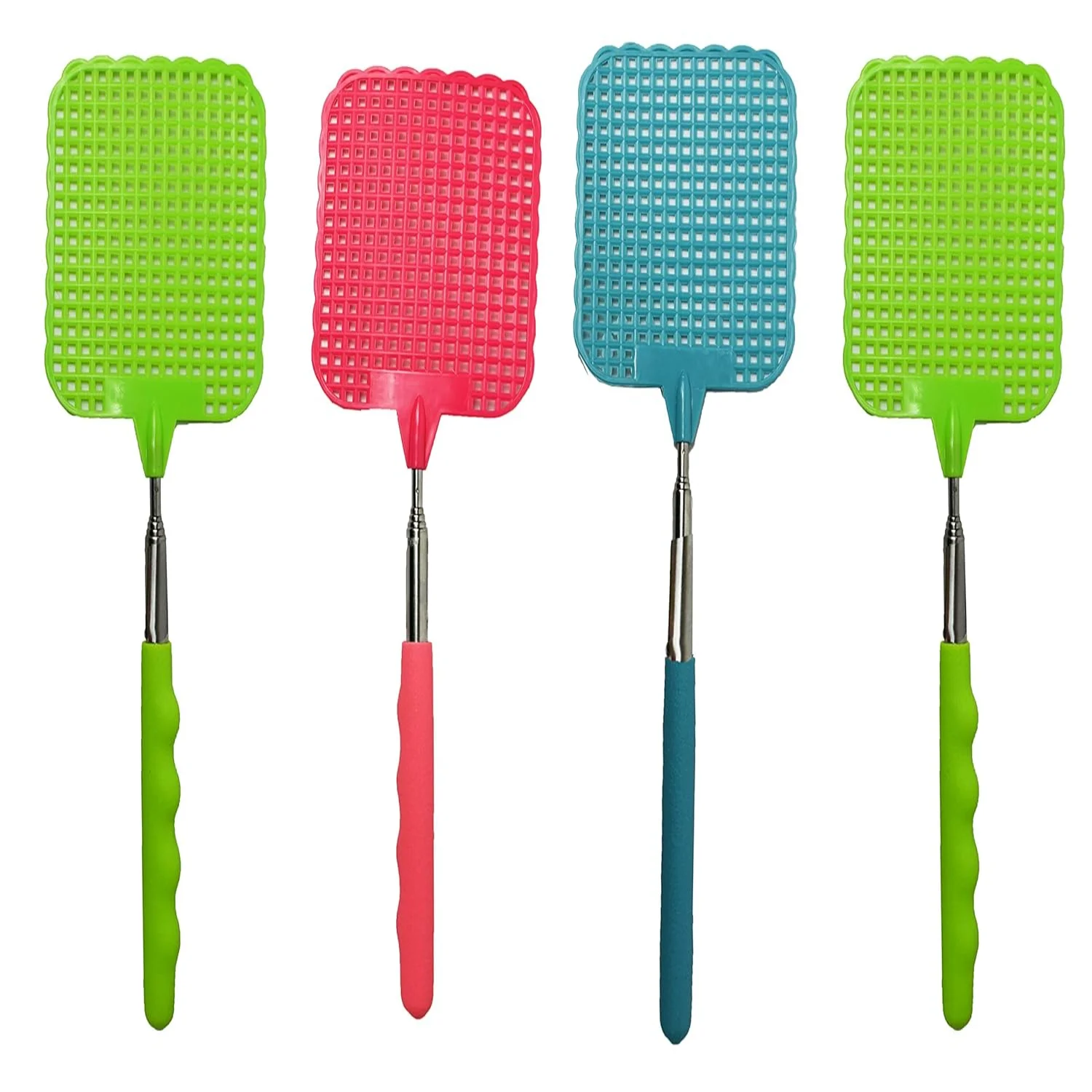 Set of 4  Telescope Fly Swatters! Assorted Colors - Hand  - Hand Swatters Perfect for Any  or Office!