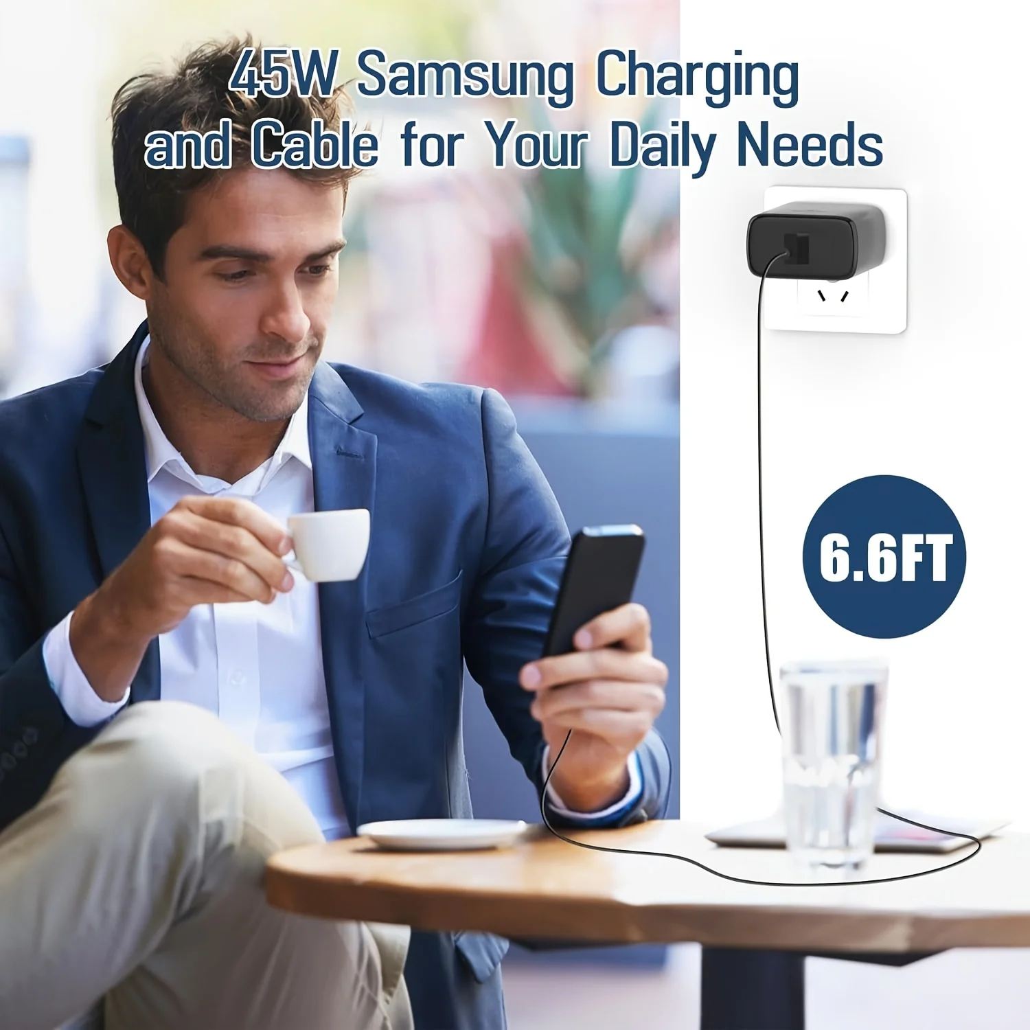 Complete 45W Fast Charging Kit: USB C Wall Charger with 6.6ft Cable for Samsung S24/ S23 Ultra Series & Tab S9/ S8 view 4