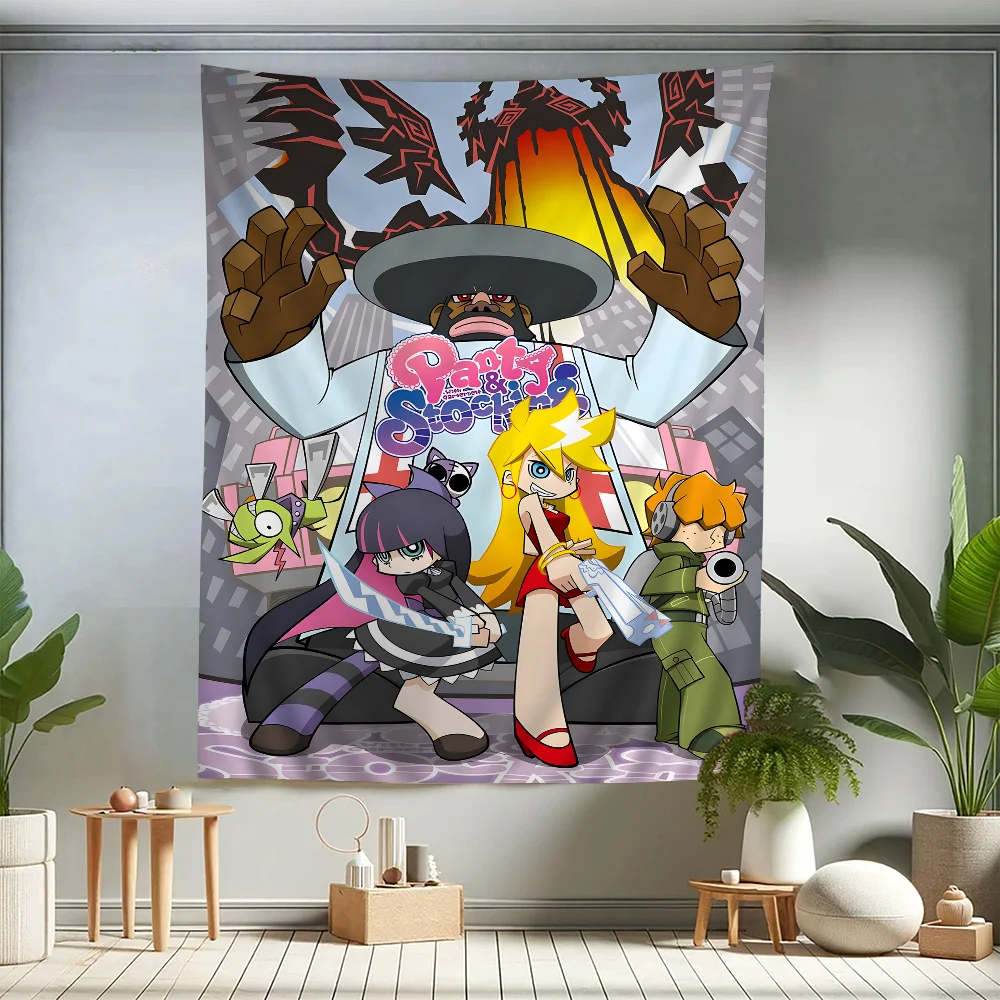 

Anime Panty And Stocking With Garterbelt DIY Wall Tapestry Hippie Flower Wall Carpets Dorm Decor Wall Art Decor