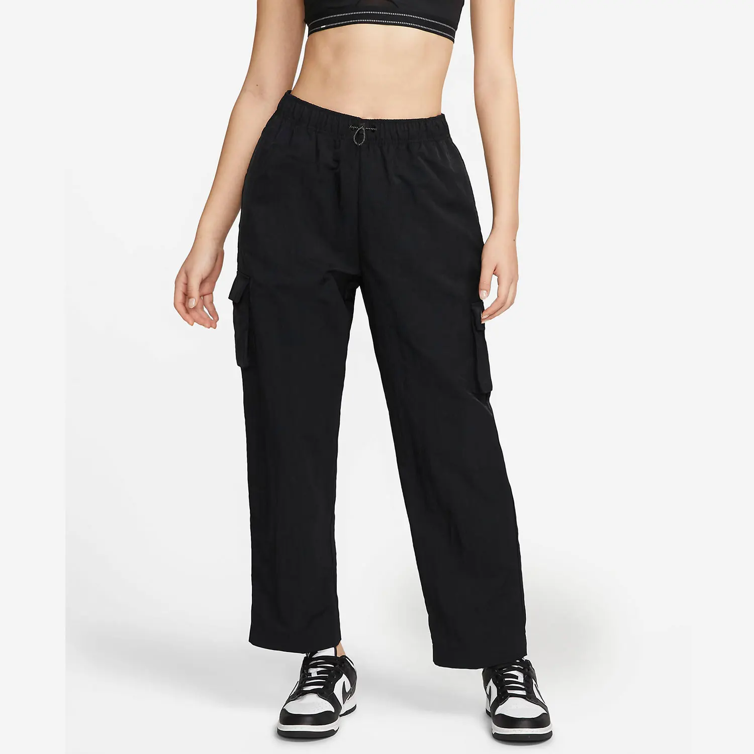 

Nike genuine Women's High-Waisted Loose Woven Cargo Pocket Casual Long Pants DO7210-010