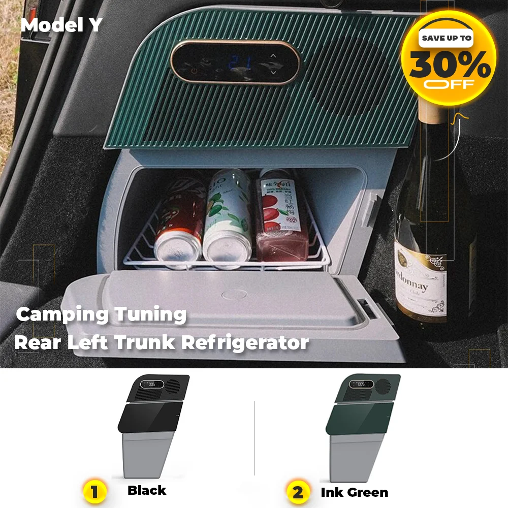 

For Tesla Model Y 2019-2023 15L Car Camping Refrigerator Left Trunk Compressor Cooling Travel Mini Fridge Storage Refrigeration