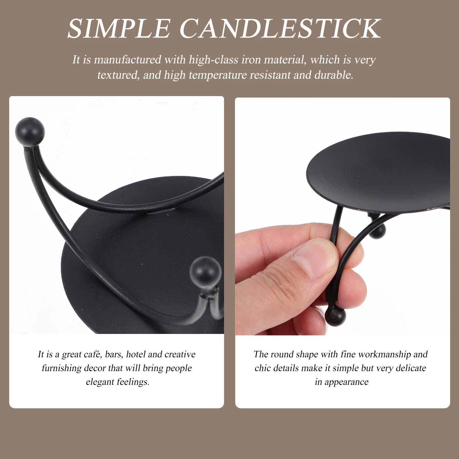 

2pcs Iron Art Candlestick Round Decor Home Holder Simple Chic Creative Desk Furnishing Bar Hotel Ornament