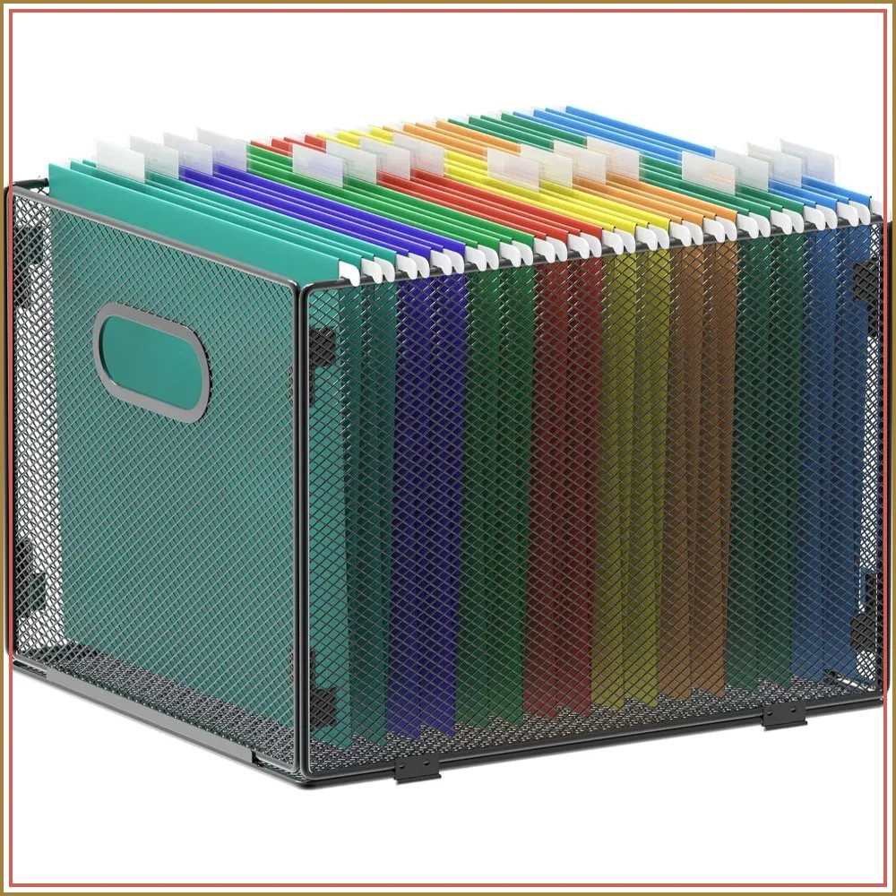 

Hanging File Organizer, Mesh File Folder Organizer File Crate File Cabinet Inserts Storage Box, Letter Size