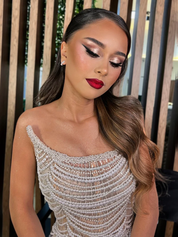 المشاهير مساء حفلة المشمش الترتر حورية البحر فستان طويل للنساء حمالة اللؤلؤ الترتر مطرز سباركي ماكسي العباءات