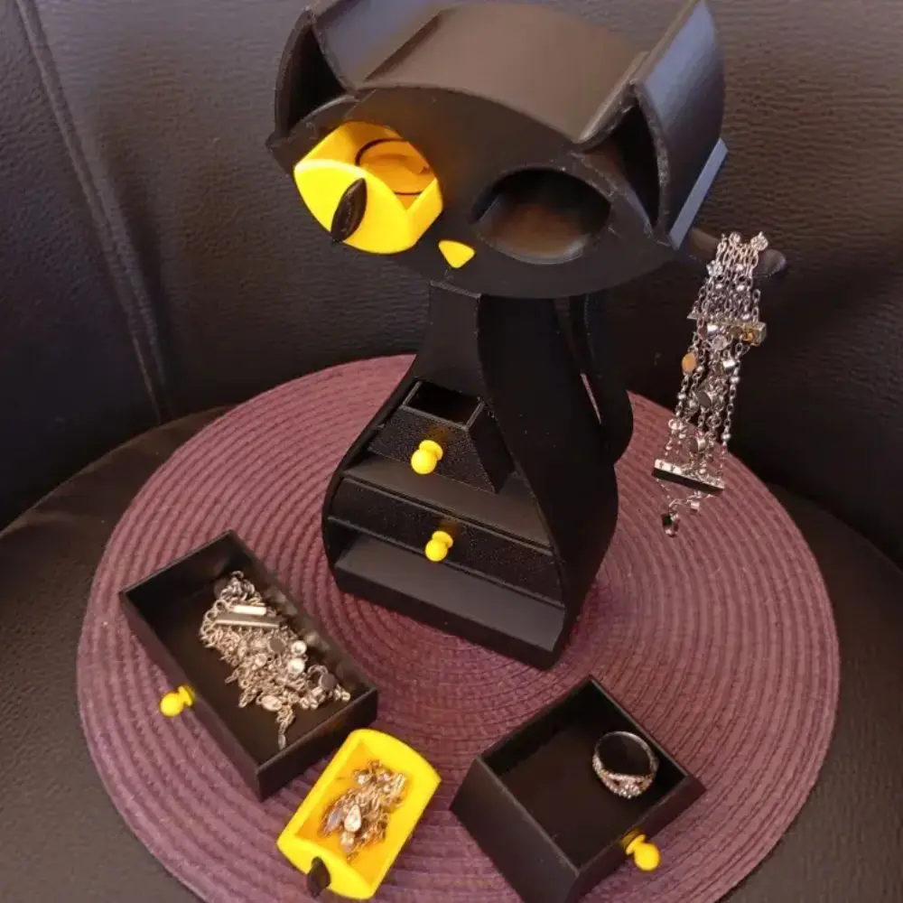 

Black Cat Halloween Jewelry Box 6-layers Portable Necklace Ring Jewelry Box Large Capacity Cute Jewelry Organizer