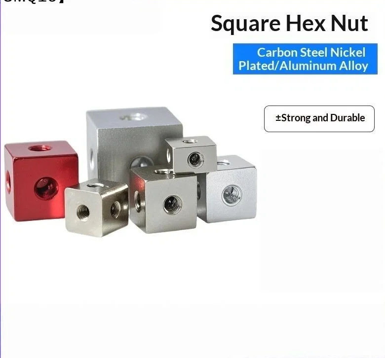 10pcs Hexagonal Nut M3 Screw Cube Nut Three-Sided Fixed Block Connector DIY Aluminum Alloy Square Nut【SMQ】