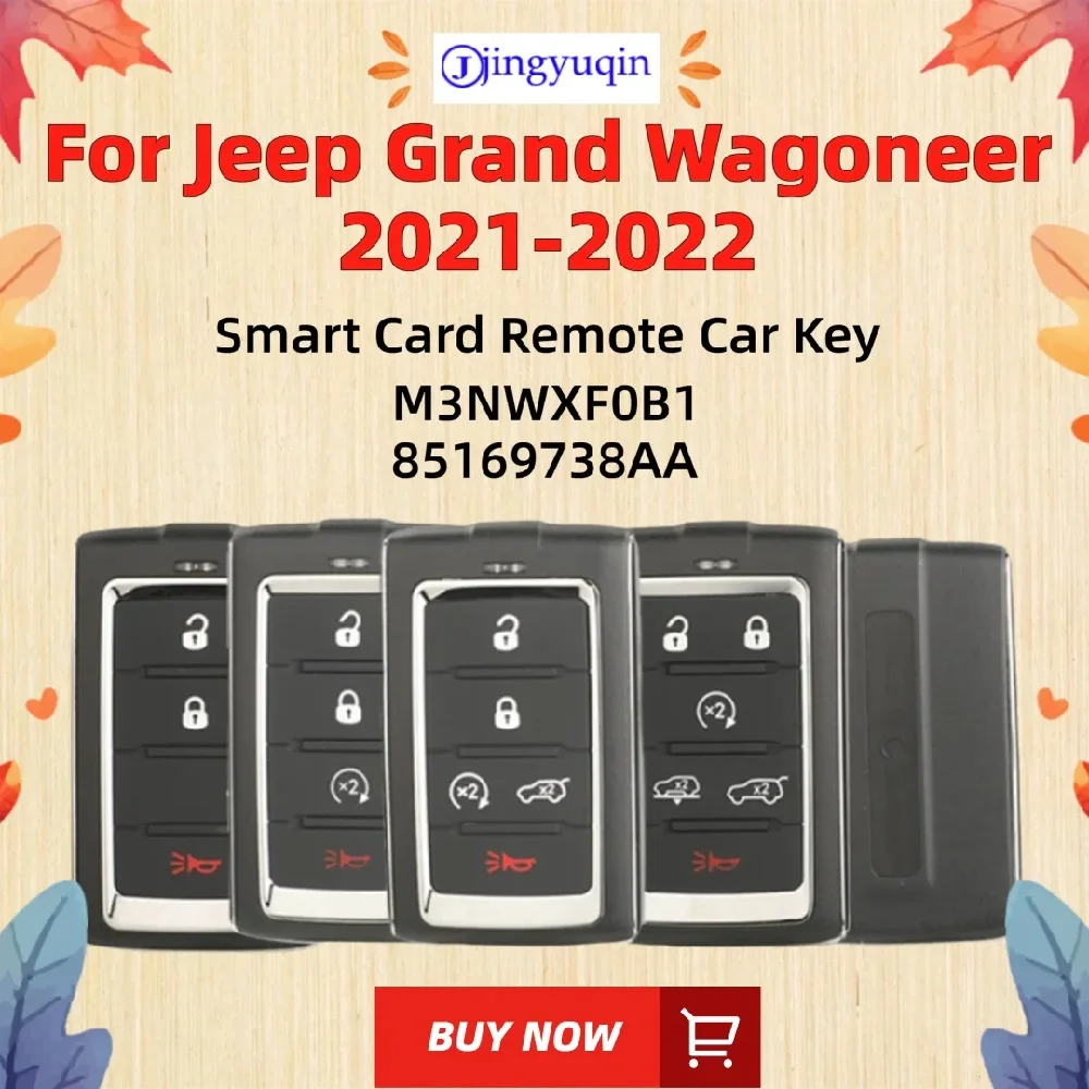 

jingyuqin For Jeep Grand Wagoneer 2021-2022 Smart Card Key Remote PN:685169738AA Fccid:M3NWXF0B1 Multiple functions, styles