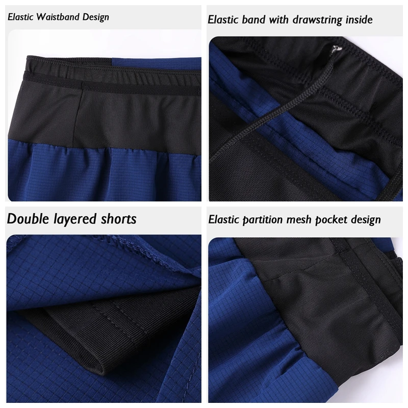 (S-4XL) pantalones cortos deportivos para correr maratón de secado rápido de doble capa para hombres y mujeres adolescentes con bolsillo con cremallera pantalones cortos de entrenamiento físico sin seguimiento