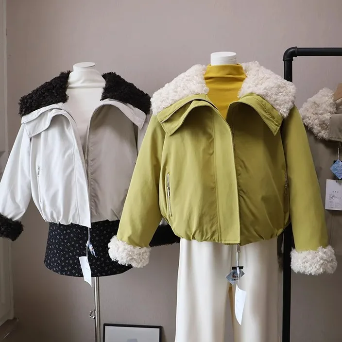 

Faionable Thiened Cotton Jaet ort Верхняя одежда Женское зимнее новое свободное теплое пальто Sli с большим воротником Трикотажное хлопковое пальто