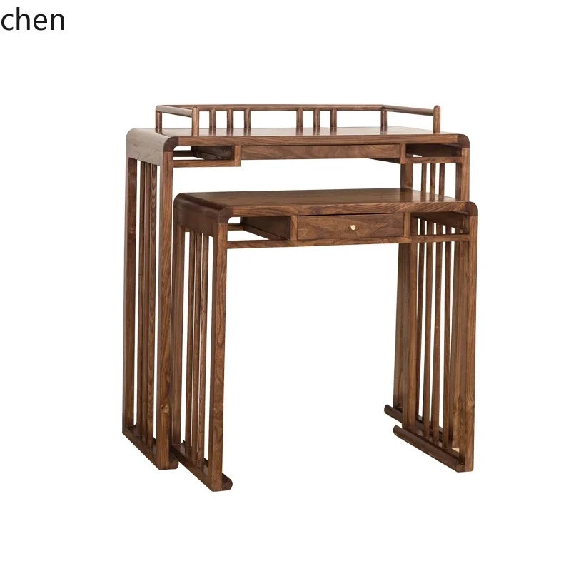 HXL new Chinese solid wood table combination black walnut table Guanyin God of Wealth living room incense table