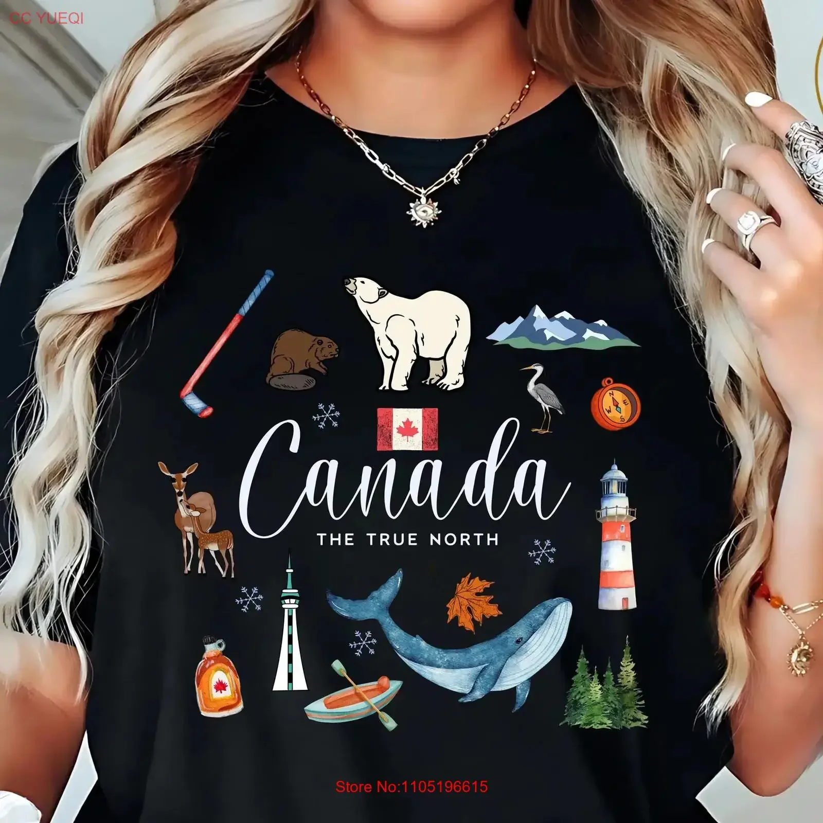 Canada Souvenir T Shirt True North Watercolor Canadian Nature Wildlife Travel GifT vintage Washed Comfortable fashion Stretched