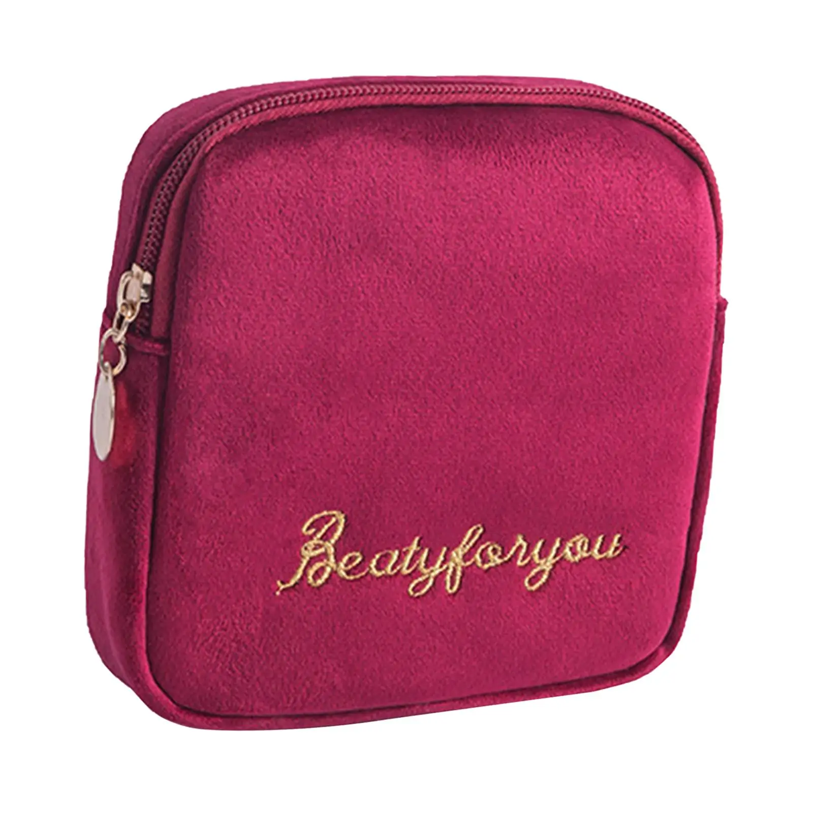 Portable Period Pouch for Women Girls Reusable Sanitary Pad Storage Bag Flocking Feminine Menstrual Bag Zipper First Period Gift