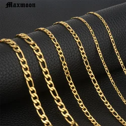 1 piece 3mm//5mm/7mm Black Gold Silver Color Figaro Link Chain Jewelry Classic Curb Necklace Stainless Steel Chain for Men Women