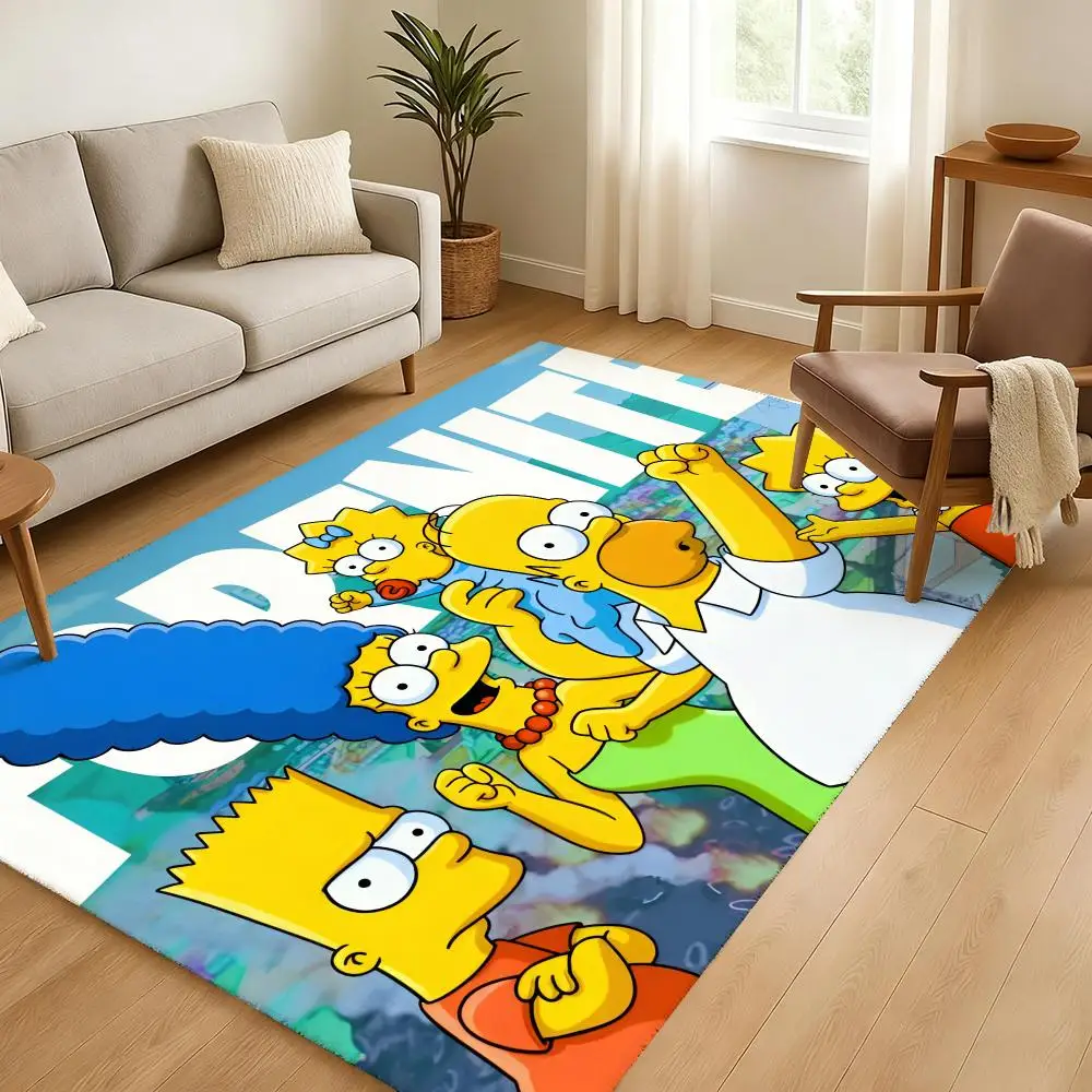 The-Simpsons Cartoon TV Series Floor Mat Soft Thickened Absorbent Non-Slip Bedroom Living Room Door Mat Home Decor Flannel Rugs