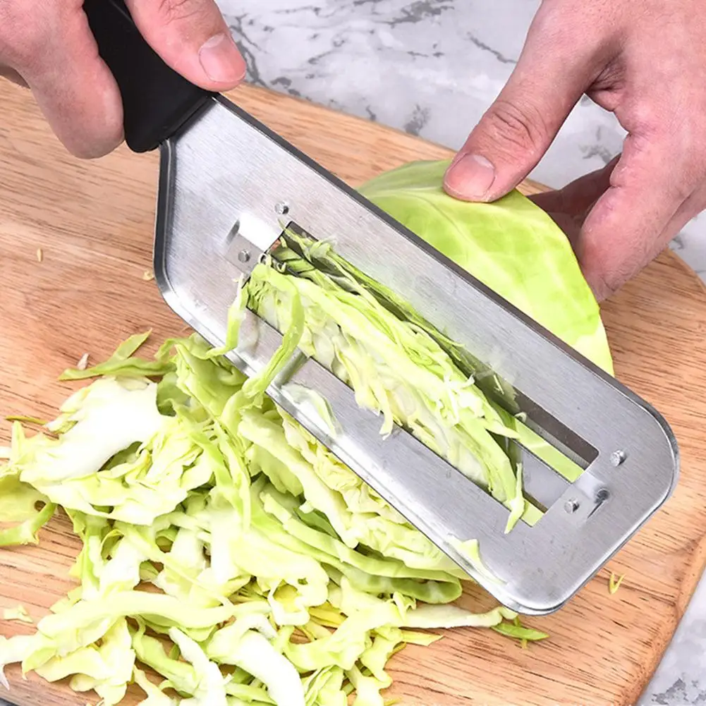 Stainless Steel Cabbage Shredder Slicer Dual-Blade Vegetable Cutter for Coleslaw Salad & Pickles Easy-Clean Kitchen Tool view 6