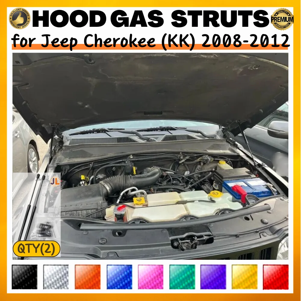 

Qty(2) Hood Struts for Jeep Cherokee for Jeep Liberty (KK) 2008-2012 Front Bonnet Modify Gas Spring Shock Absorber Lift Supports