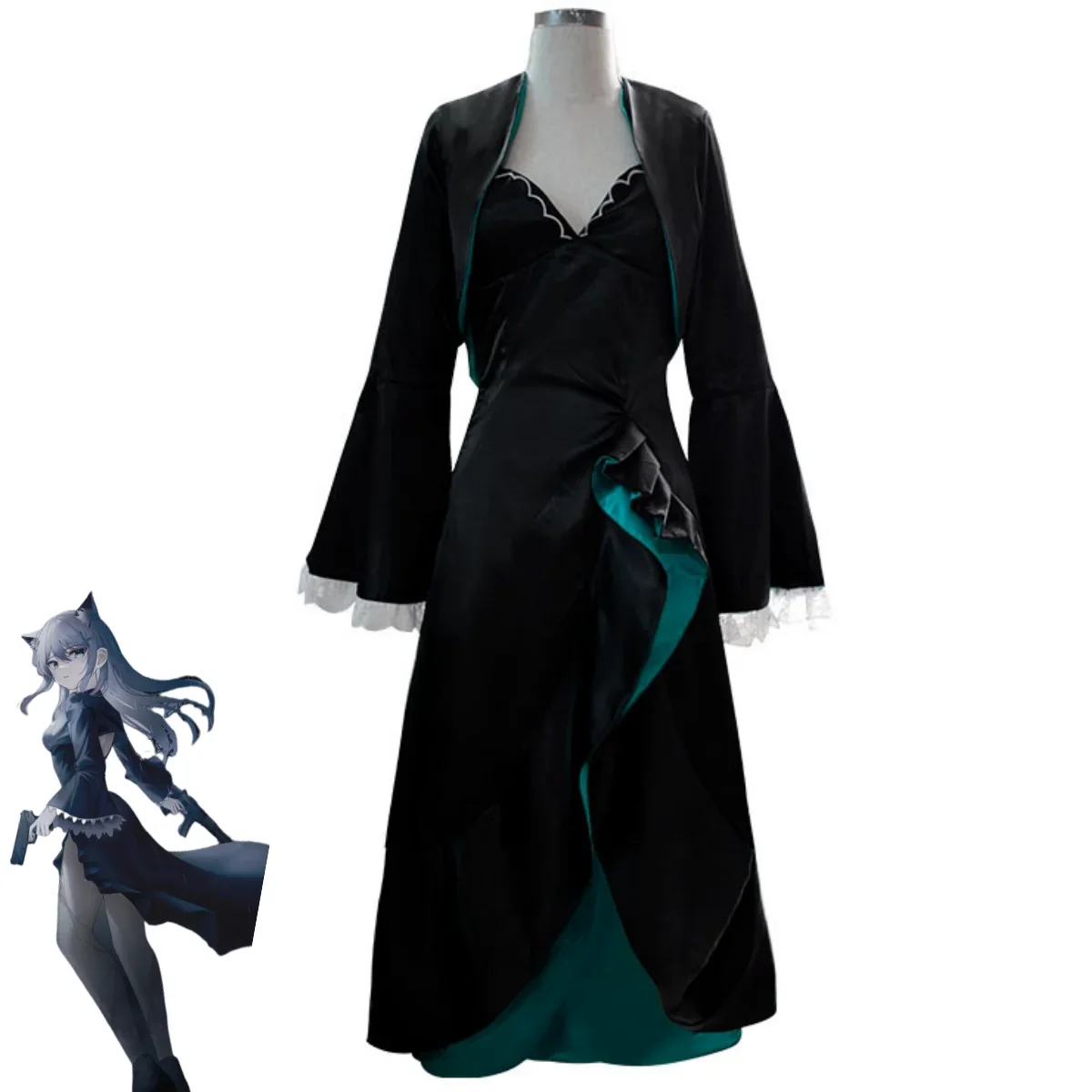 Anime Game Blue Archive Sunaokami Shiroko Cosplay Costume Black Long Skirt Evening Dress Wig Woman Sexy Carnival Party Suit