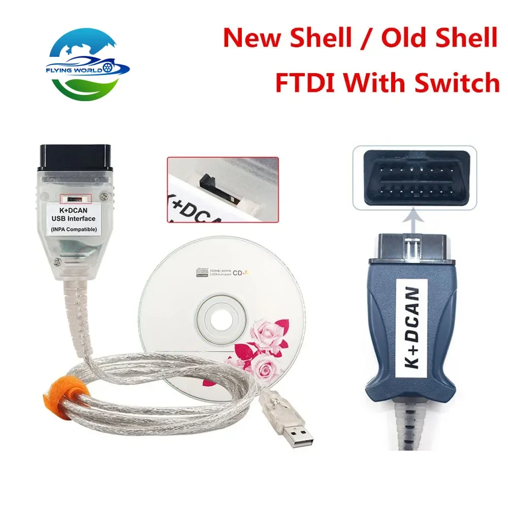 Верх для BMW K DCAN с переключателем для In pa OBD2 Автоматический диагностический кабель K+CAN D+CAN FTDI FT232RL Чип IN-PA Ediabas USB-интерфейс