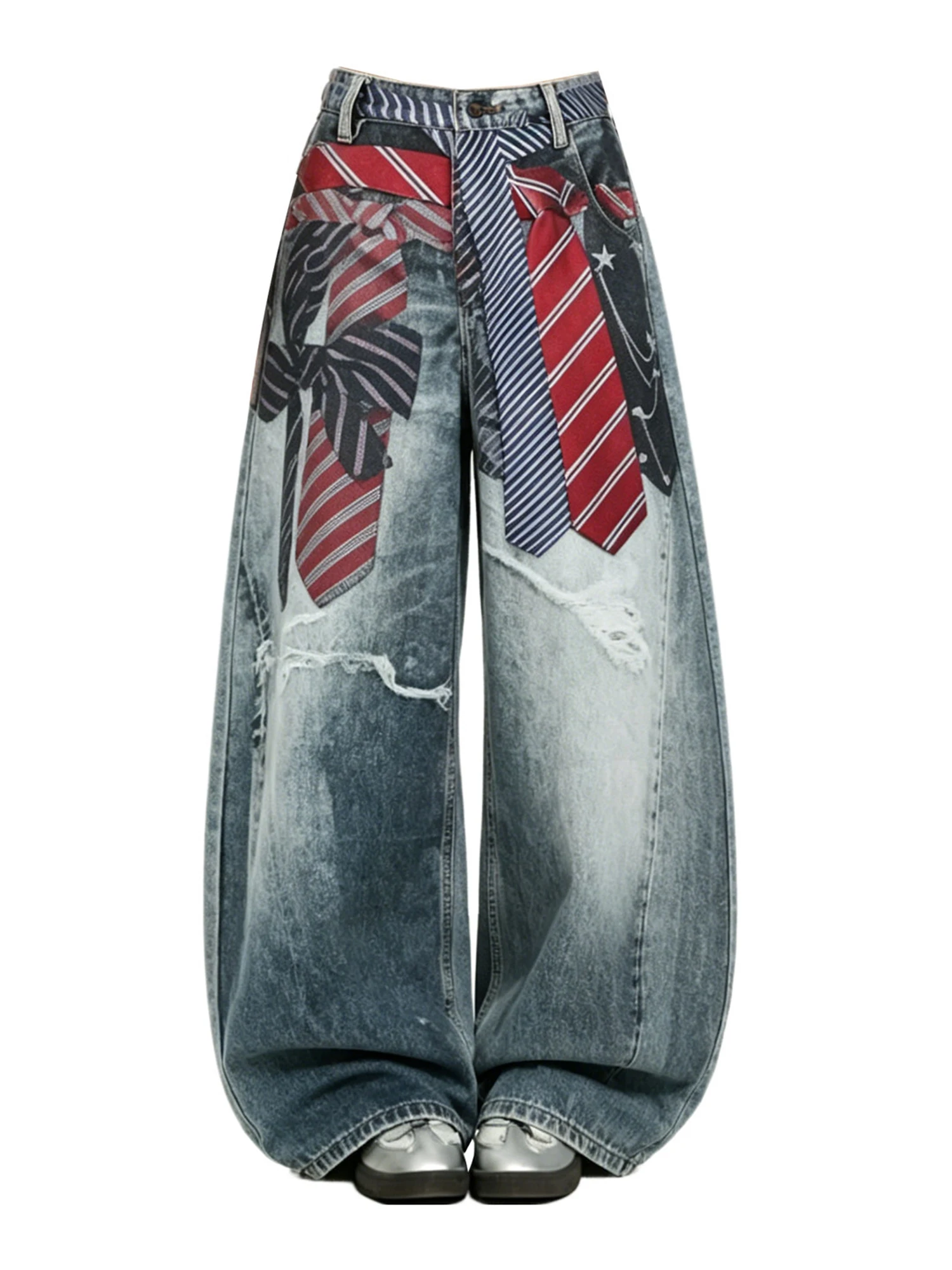 Women's Blue Jeans Y2k Gyaru Punk Oversize 3D Print Denim Pants Vintage Hiphop Grunge Baggy Denim Trousers Alternative Clothes view 2