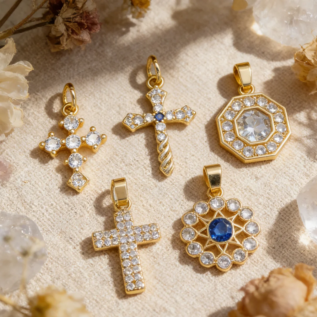 

12 шт. подвесок из латуни с цирконием, различные дизайны, крестообразные шармы для изготовления ювелирных изделий, ожерелий, браслетов, полые аксессуары