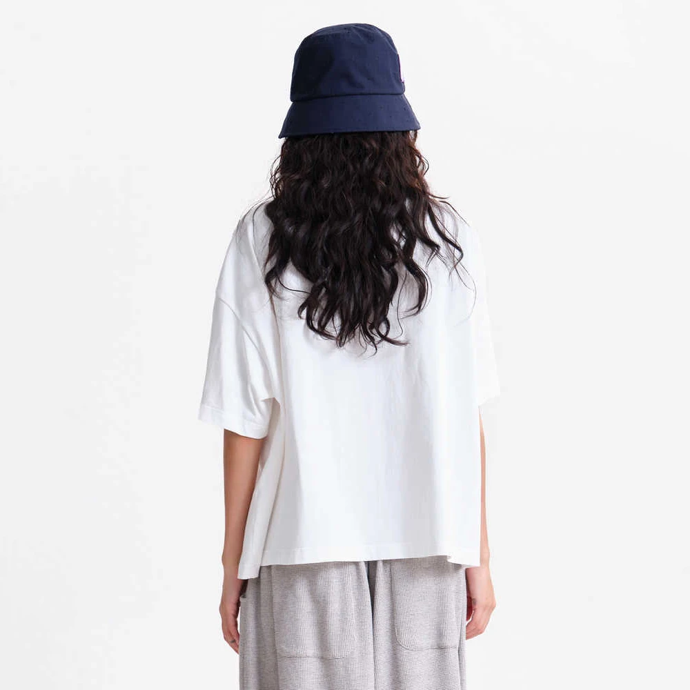 MOVEUP Oversized Office T-shirt 2026 Autumn New 100% Cotton Lapel Collar Crossbody Bag Print Cropped Short Sleeve Top 3ELC10574