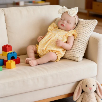 

NPK 18'' Lifelike Full Body Vinyl / Cloth Body Reborn Loulou Sleeping Bebe with 3D Skin Painting Visible Veins Gift for Children