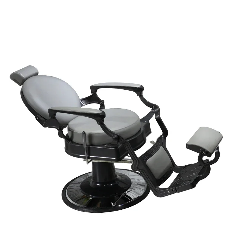 Barber Salon Shop Gray Fabric Barber Chair High Quality Fabric Can Be Customized Color For Easy Cleaning