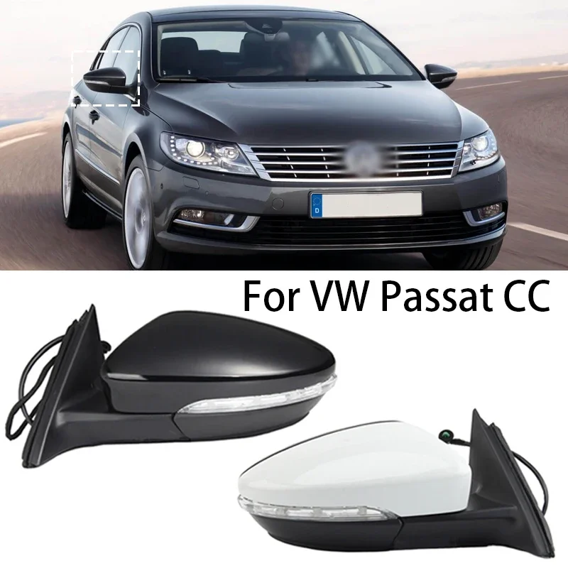 Car Rear Side Mirror Assembly For VW Passat CC 2008 2009 2010 2011 2012 2013-2018 Auto Power Heated Fold Turn Signal 9/13 Wires