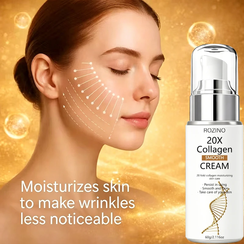 Rozino Collagen Smoothing Cream, Containing Collagen, Has a Dense Texture That Is Richly Hydrating, a Great Moisturizer for the Face in Autumn and Winter, Refreshing and Non-Sticky, to Be Used after Morning and Evening Cleansing, Maintaining a Delicate and Smooth Skin Feel for a Long Time.