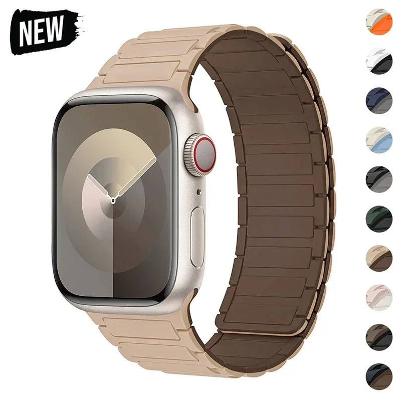 Magnetic Band for Apple Watch Ultra 2 49mm 45mm 44mm S10 46mm 42mm 40 41mm Silicone Strap for IWatch Series Ultra 2 9 8 7 6 5 4