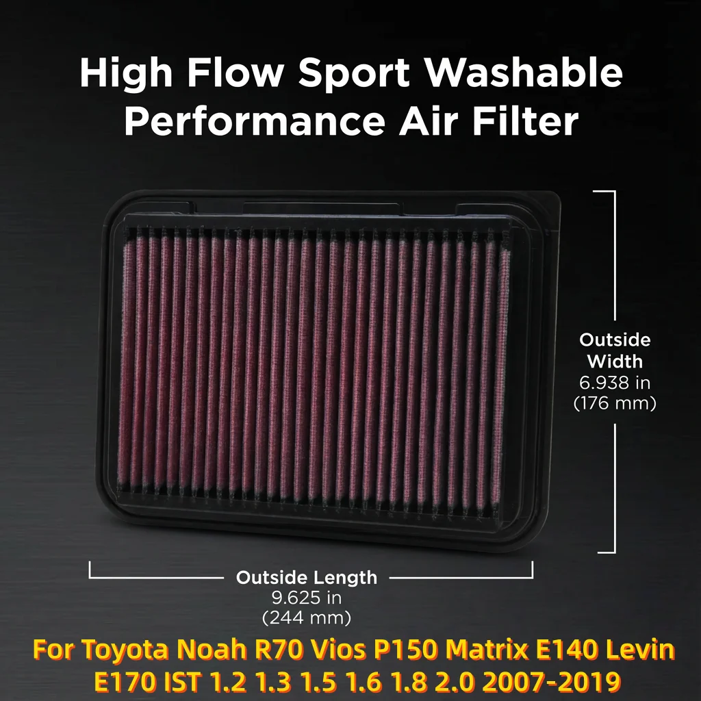 

Спортивный моющийся воздушный фильтр с высокой пропускной способностью для Toyota Noah R70, Vios P150, Matrix E140, Levin E170, IST 1.2, 1.3, 1.5, 1.6, 1.8, 2.0 (2007-2019)