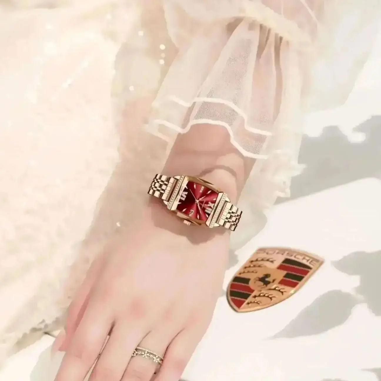 POEDAGAR ساعة عصرية للنساء عالية الجودة مقاومة للماء وتاريخ أنيق للسيدات من الفولاذ المقاوم للصدأ ساعات كوارتز نسائية أصلية