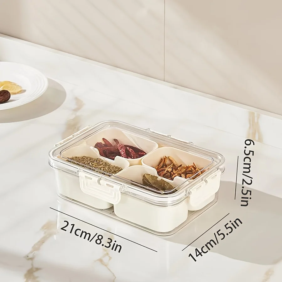 Divided Plate with Lid, Food Storage Box, Snack Box, 4/8 Grid Snack Box, Fruit Storage Box for Refrigerator, Vegetable, Fruit