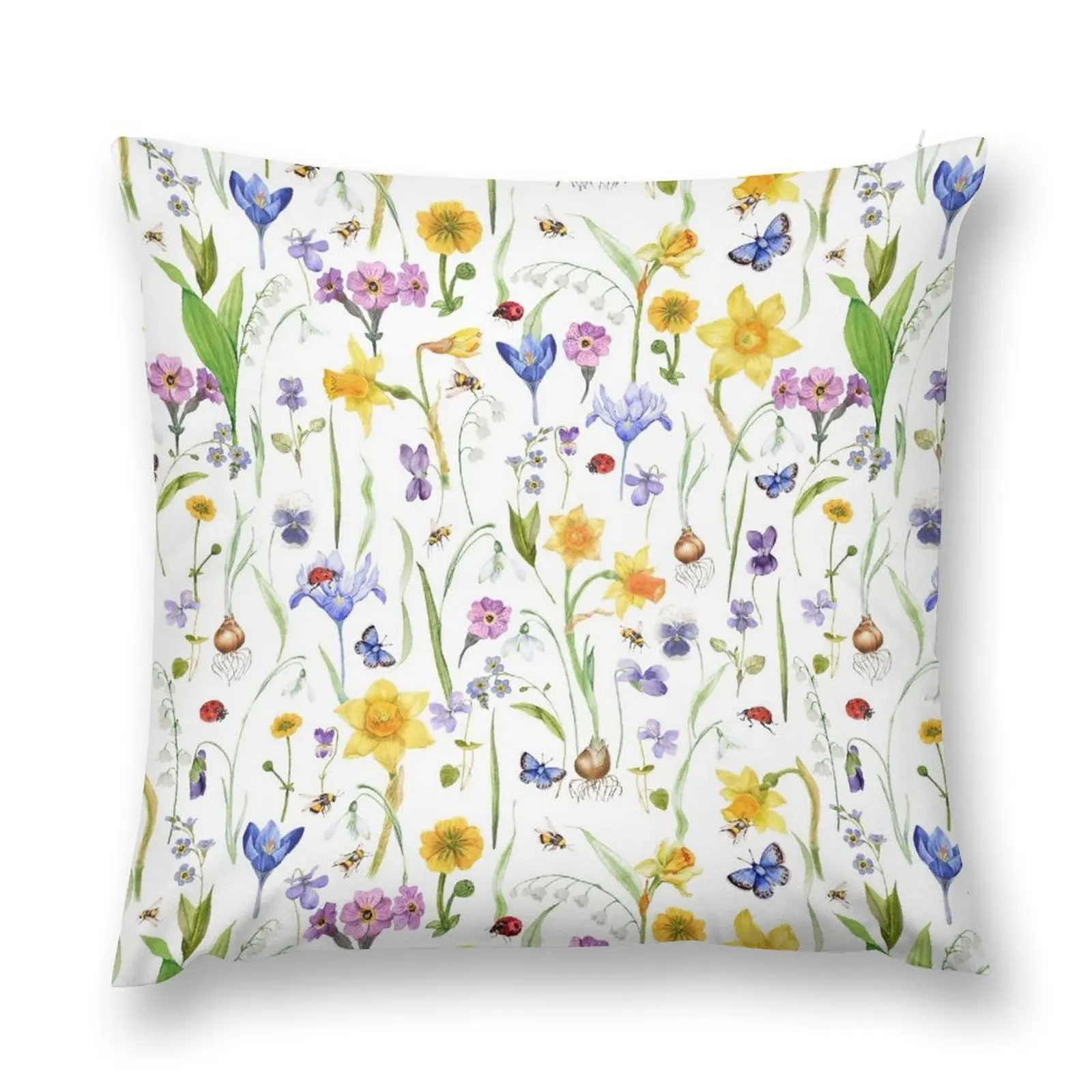 

All Spring Flowers Meadow Pattern Throw Pillow Rectangular Cushion Cover Cushions For Children Room decorating items pillow