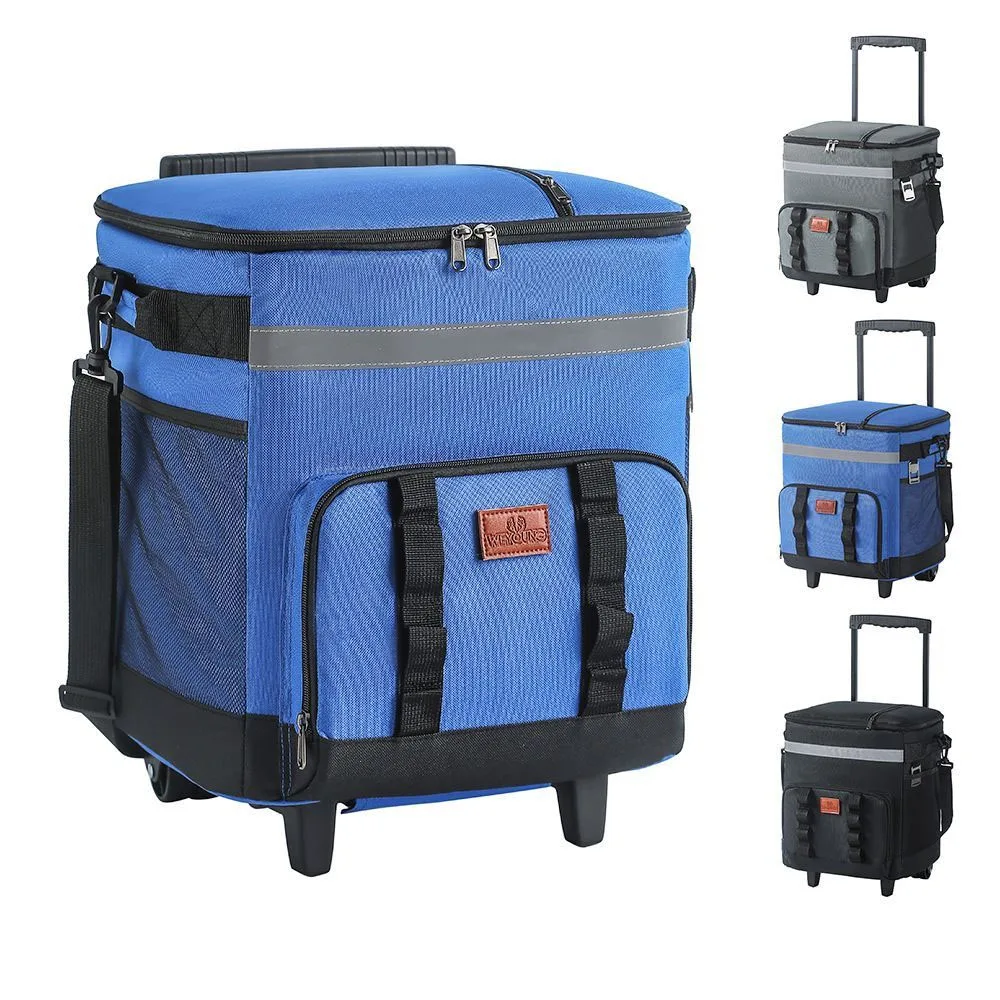 Trolley Ice Cooler Bag, Convenient Outdoor Picnic Bag, Large-Capacity Car Cooler Box, Large-Capacity Wheeled Insulated Box