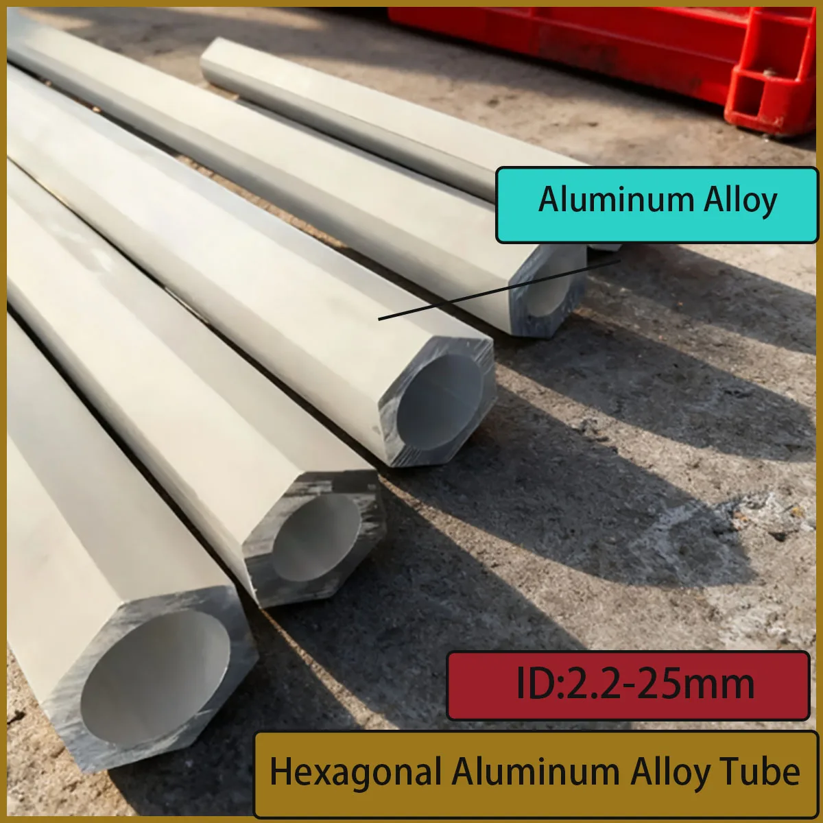 Outer Hexagonal Inner Circular Aluminum Alloy Hollow Tube -ID 2.2-25mm Suitable for Industrial Machinery and DIY Applications