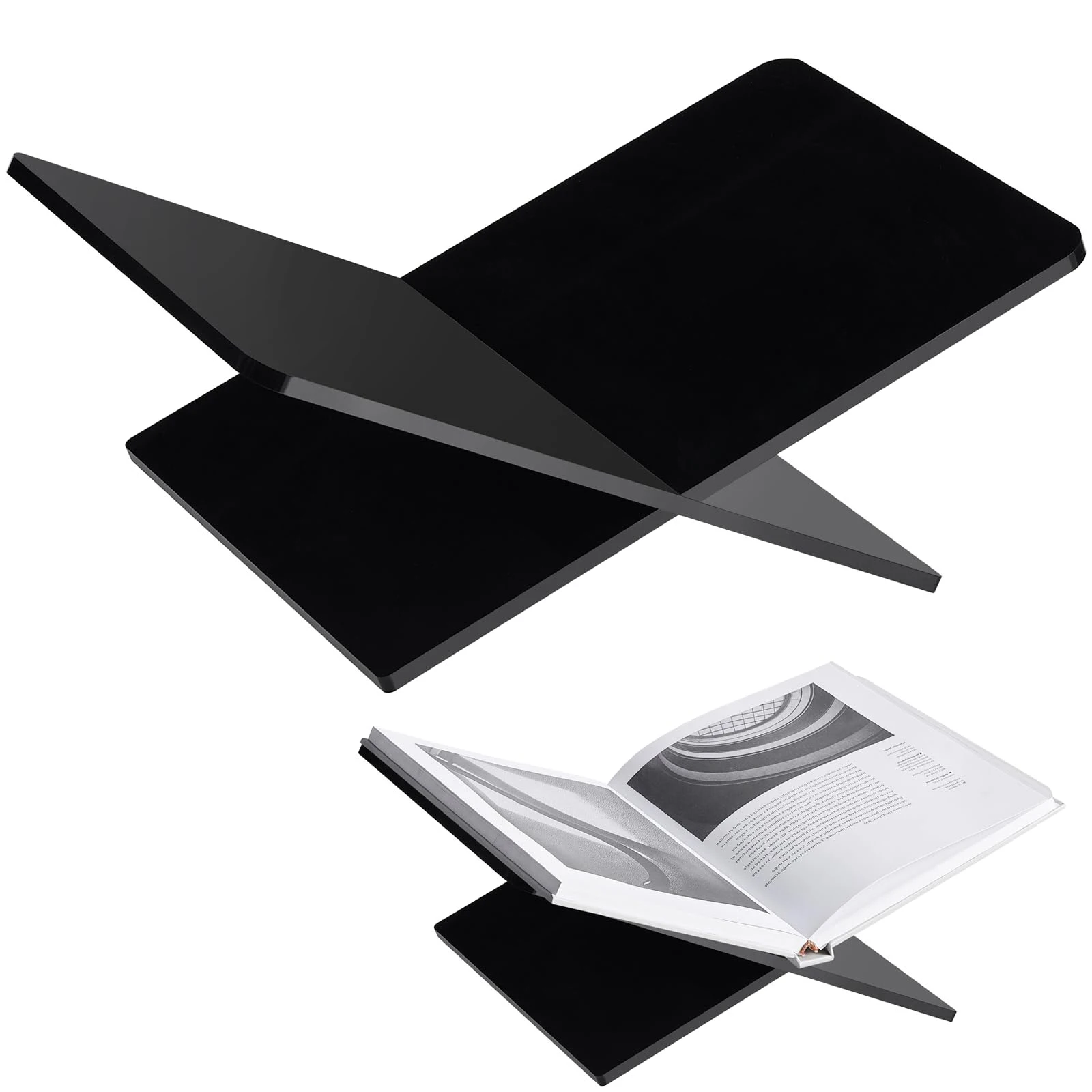 Black Acrylic Book Stand Holder,Open Bookstand for Display and Reading,Suitable for Art, Bible,Cookbook,Easel,Magazine,Textbook
