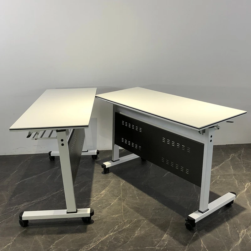 Folding conference training table and chair combination can be spliced with movable for students training institutions