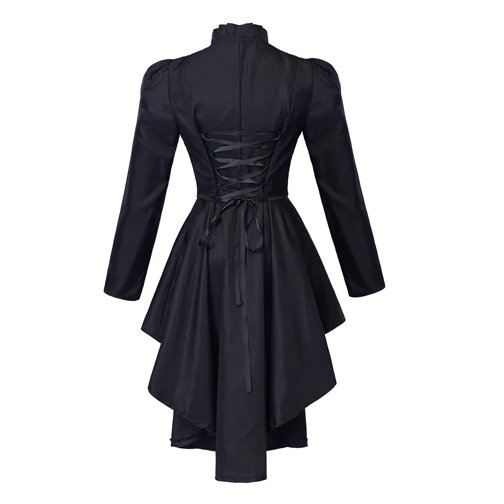 Victorian Gothic Cosplay Costume Black Tuxedo Tailcoat Womens Retro Steampunk Jacket Long Waistcoat Jacket Top Halloween - view 5
