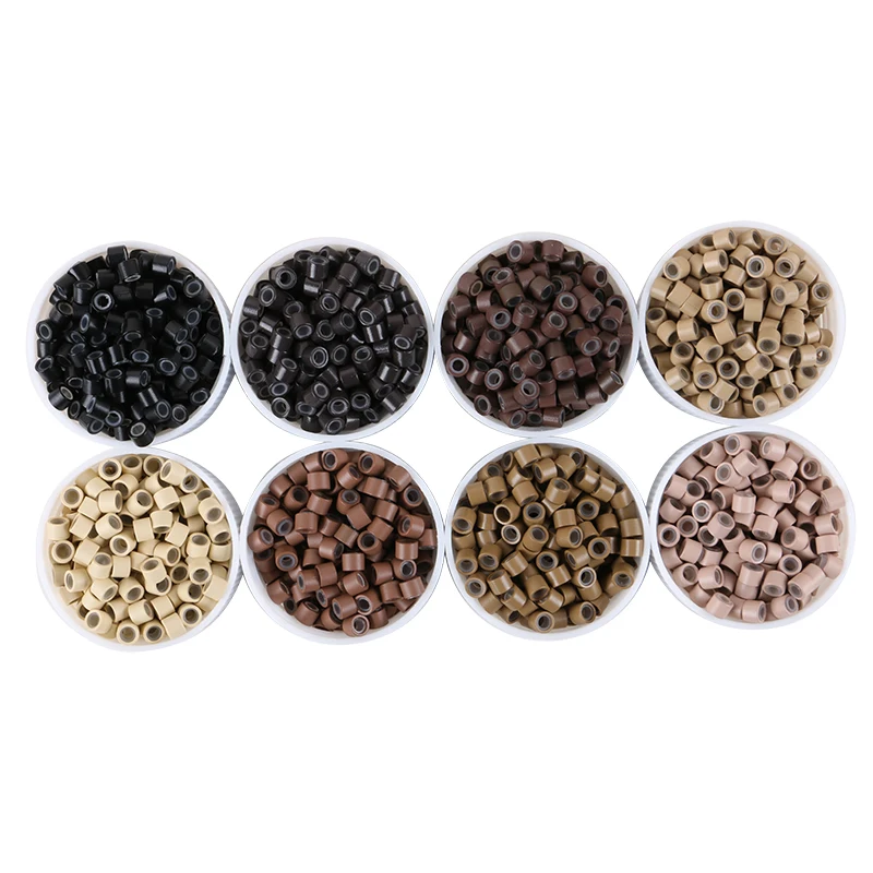 

1000pcs 4.0*2.0*2.0mm Aluminium Micro ring Silicone lined Beads tube for micro ring extension