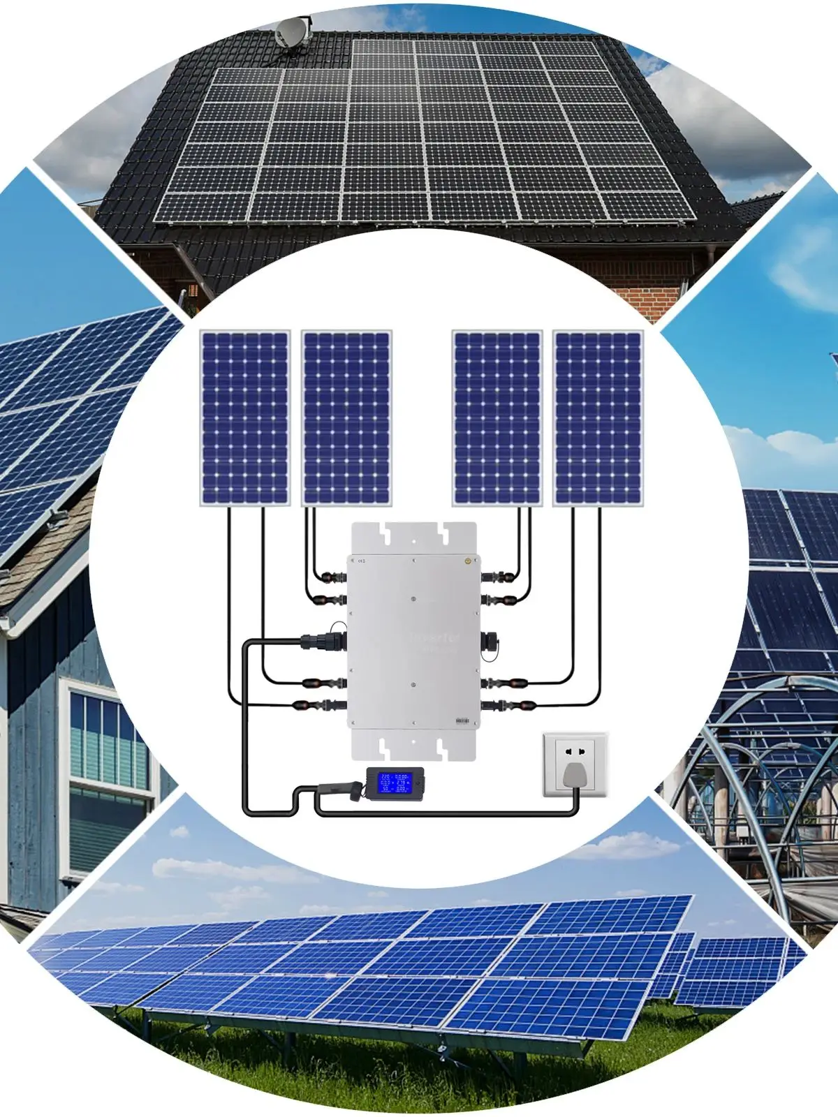 Onduleur solaire 1200w 220v, micro-onduleur solaire étanche Ip65, écran LCD, matériau Premium pour panneaux solaires 30v ou 36v