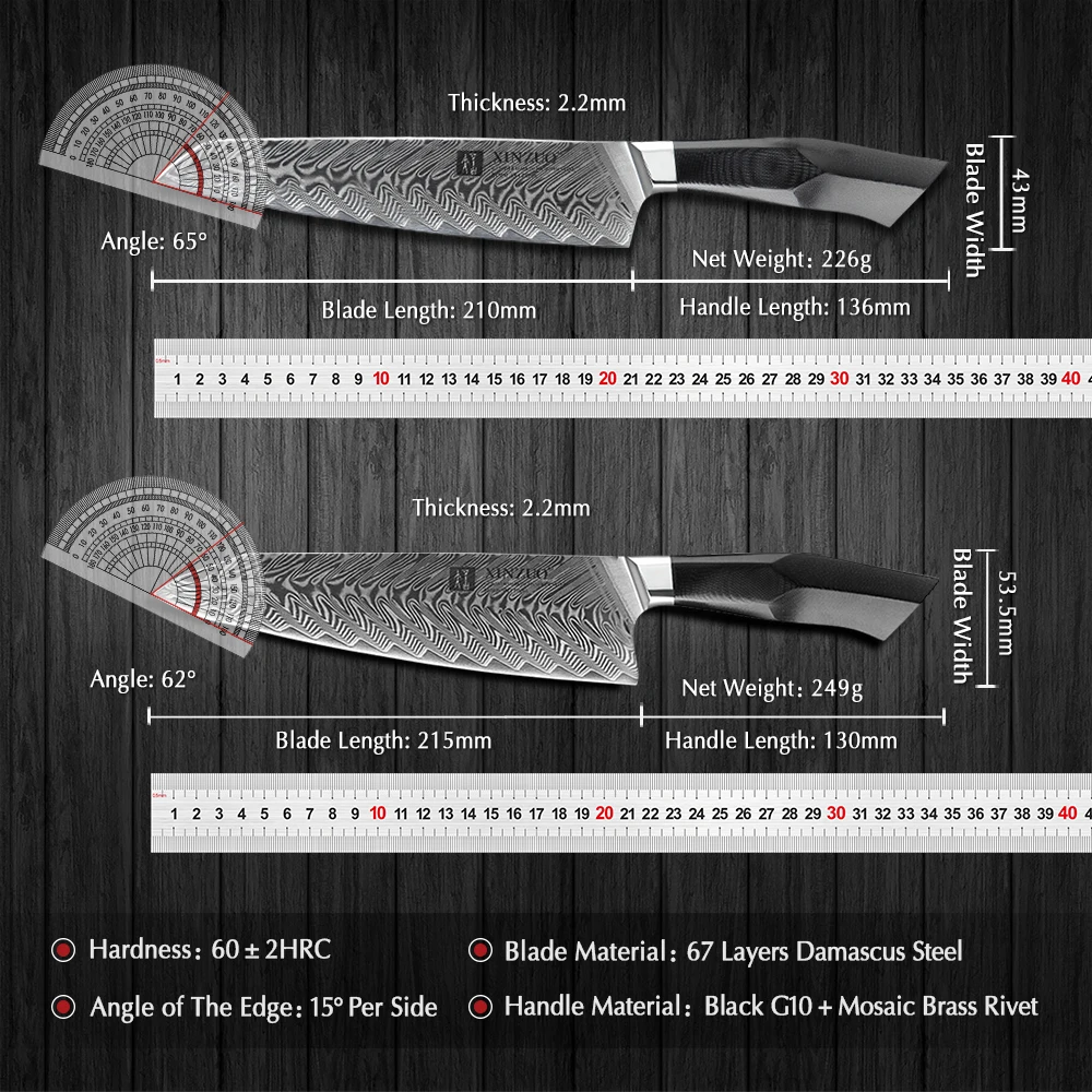 XINZUO 5PCS Knife Cutter Set Japanese Style VG10 Damascus Steel Kitchen Chef Sharp Cleaver Slicer Steak Gyuto Knife Cooking Tool