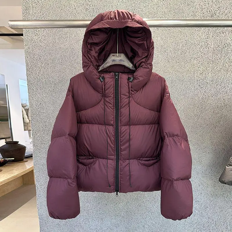 White Du Down Ort Puffer Jaet Damen Thiened Fluffy Bread Sle Winter Faionable Coat Korean Sle Straight Cut