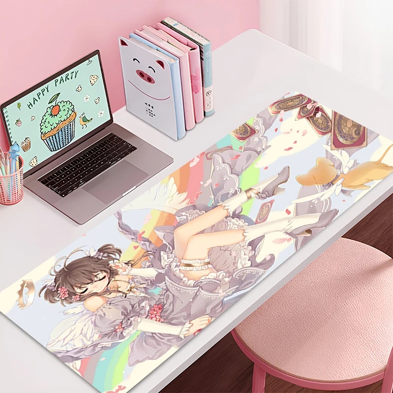 Kawaii Star Magic Anime Girl 90x40cm Extra Large Thick Mouse Pad Non-Slip Rubber Stitched Desk Mat Cute Gift for PC Laptop