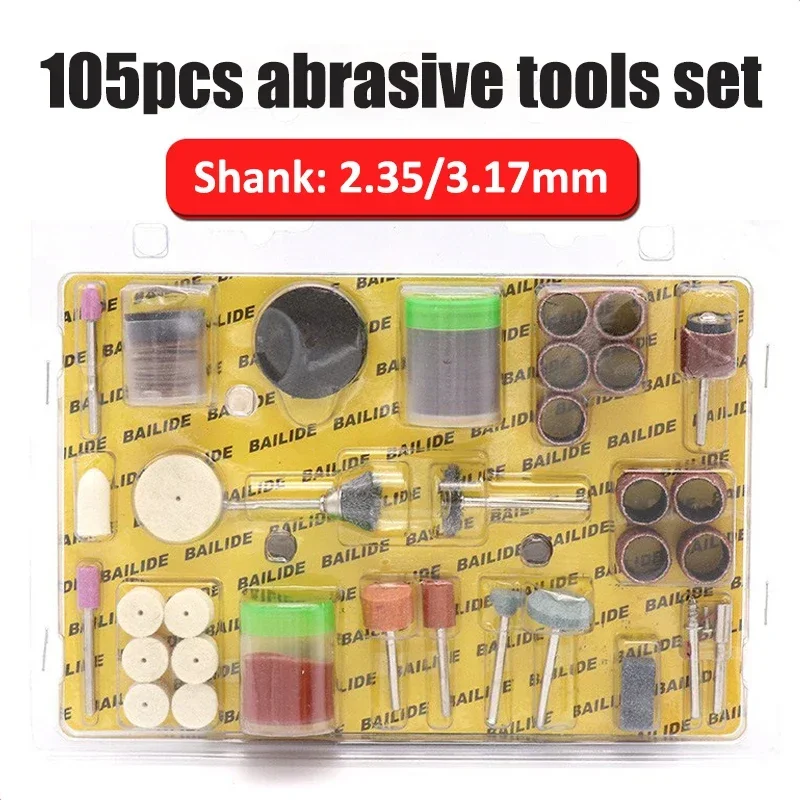 

Set 2.35/3mm For Sanding Accessories Drill Rotary Mini Bit Shank Grinding Tool Engraving Dremel Cutting Diamond Polishing 105pcs