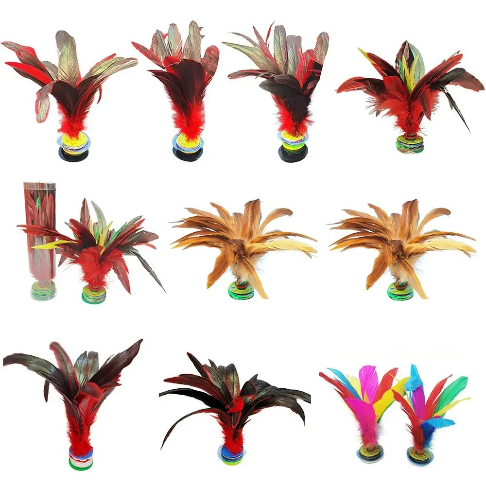 2pcs Colorful Entertainment Outdoor  Game Feathers Kick Footbal Foot Kick Physical Exercise Shuttlecock Chinese Jianzi