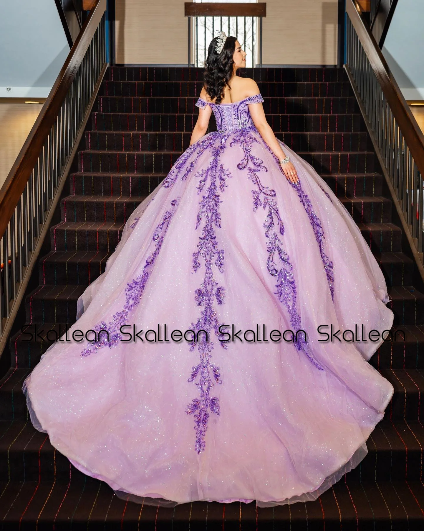 Skallean Glamorous Quinceanera Dresses Appliques Royal Train Beads Sequins Vestidos 15 De Quinceanera Tailored Customized