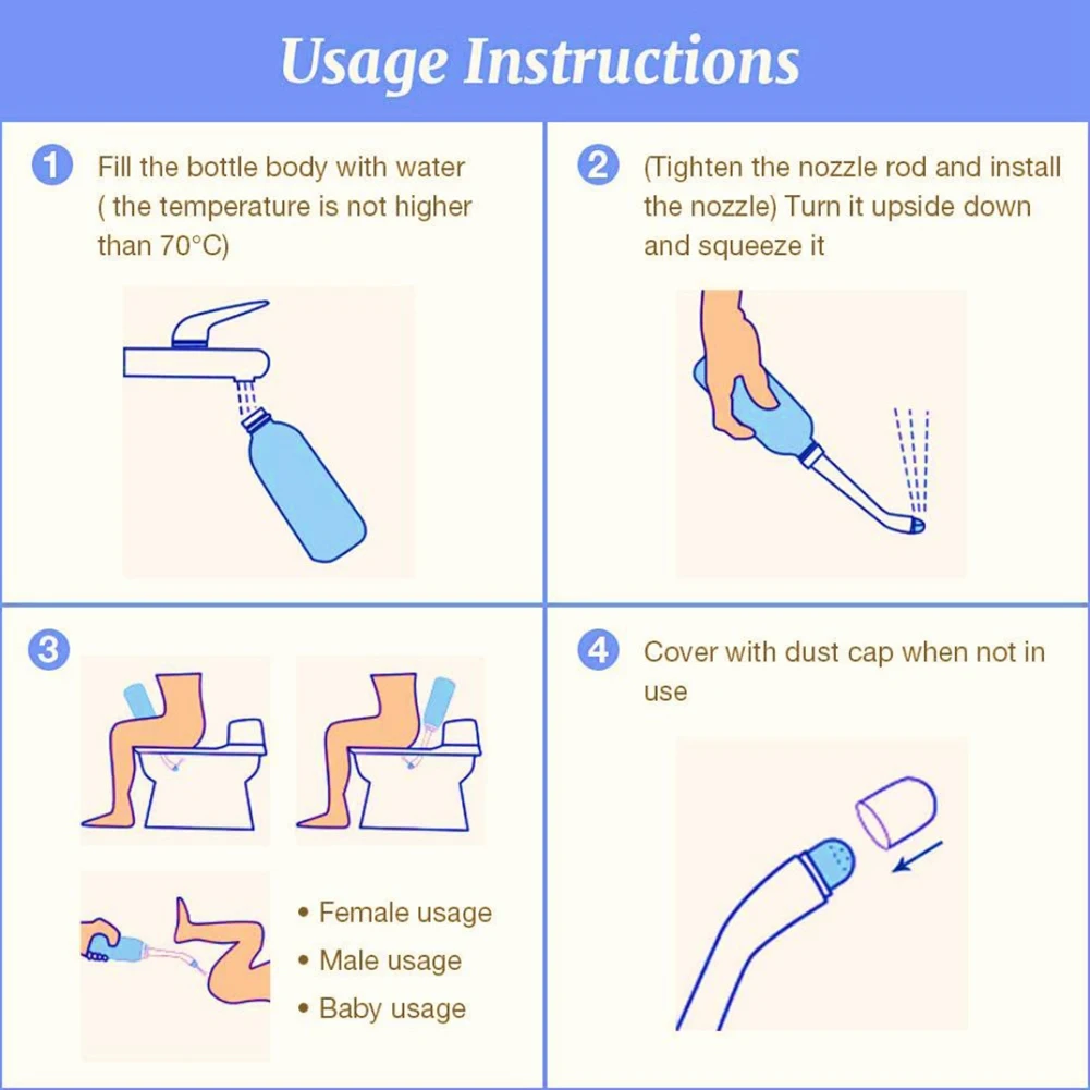 

ABGR-2X Ручной опрыскиватель для мытья беременных Биде Портативная длинная насадка для детей 500 мл Большая емкость Туалет Путешествия Персональный очиститель